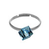 prsten ze SWAROVSKI ELEMENTS kostika 6mm v barv aquamarine