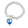 nramek velk ze SWAROVSKI ELEMENTS srdce crystal bermuda blue Ag 925/1000